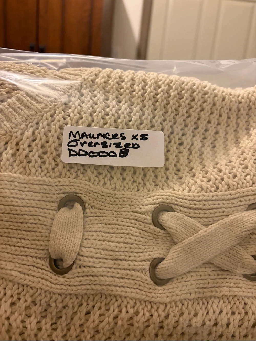 Maurices Cream Lace-Up Side Tunic Sweater